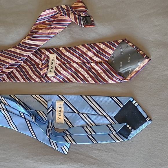 LOT OF 2 VIZONI Uomo Silk Neck Tie - Picture 6 of 6